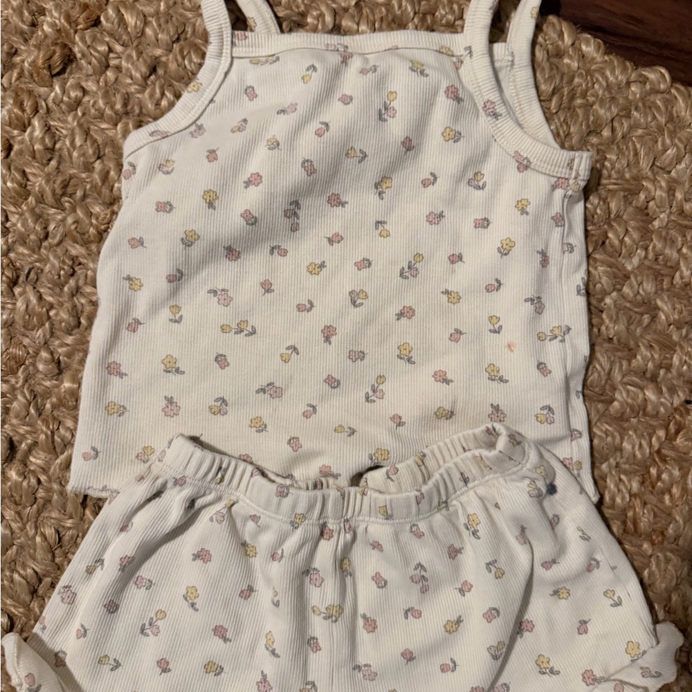 Quincy Mae Cream Floral Tank & Ruffle Short Set - Picture 5 of 5